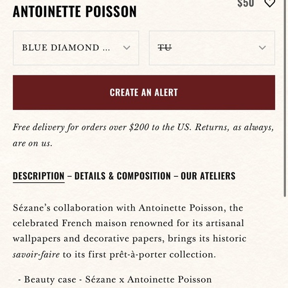 Sezane NTW makeup bag Antoinette Poisson collection RARE - Picture 4 of 7